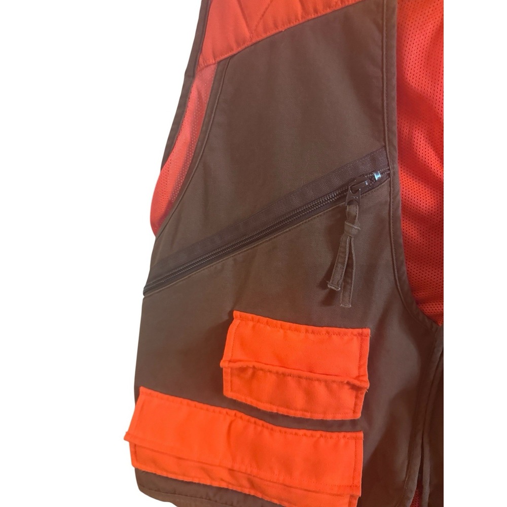 Game Hide Upland Pheasant Hunting Vest Men's Size Large Tan/Orange Cargo Pockets - Picture 3 of 9